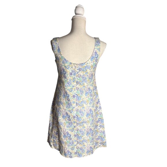 vintage Laura Ashley floral tank dress size US 8 6 blue purple white 90s linen - Picture 6 of 9